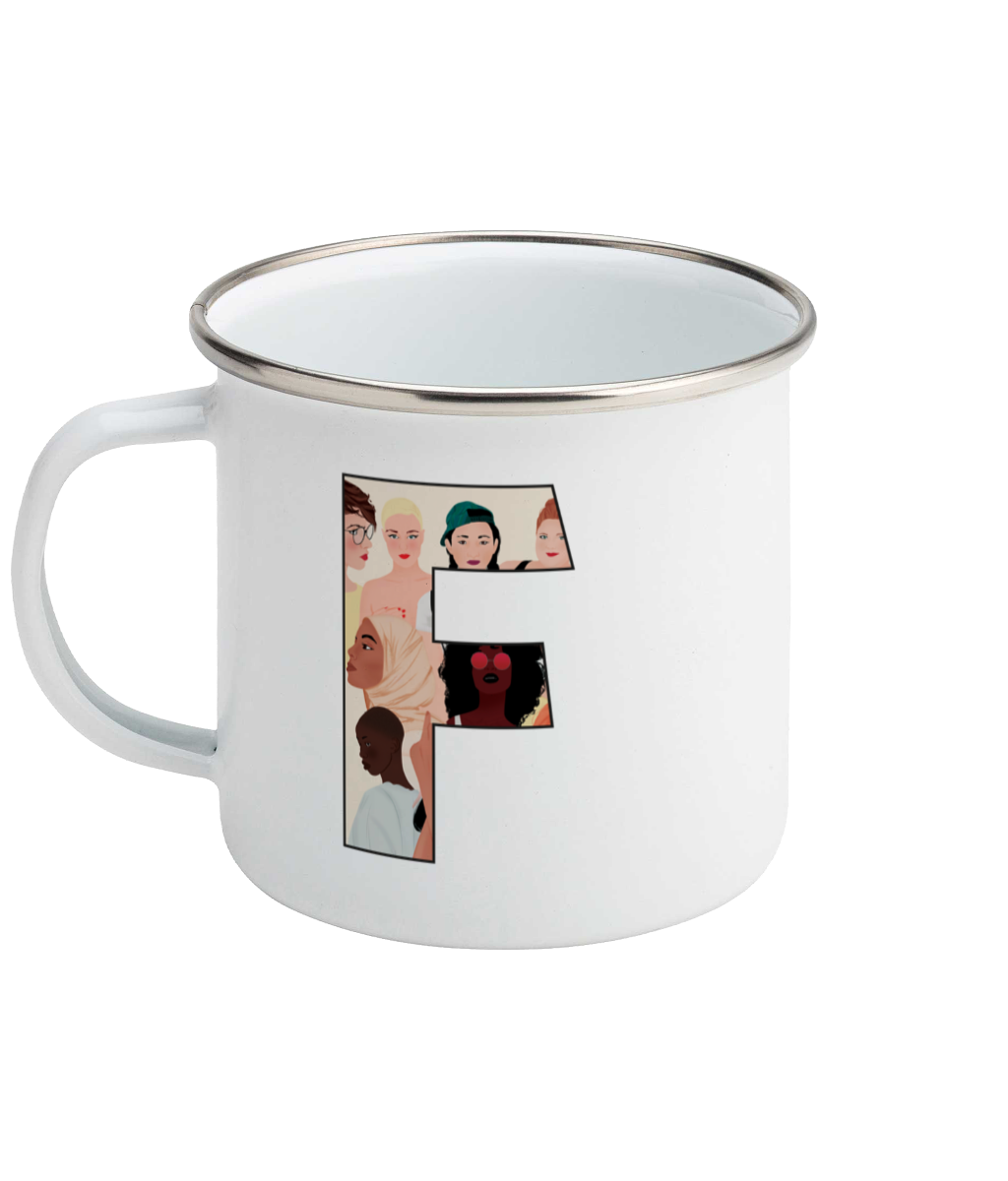 Feminist Enamel Mug - F by Carola Marin