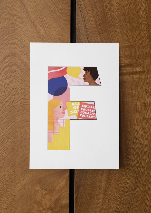 Feminist Postcard - F by Pink Bits