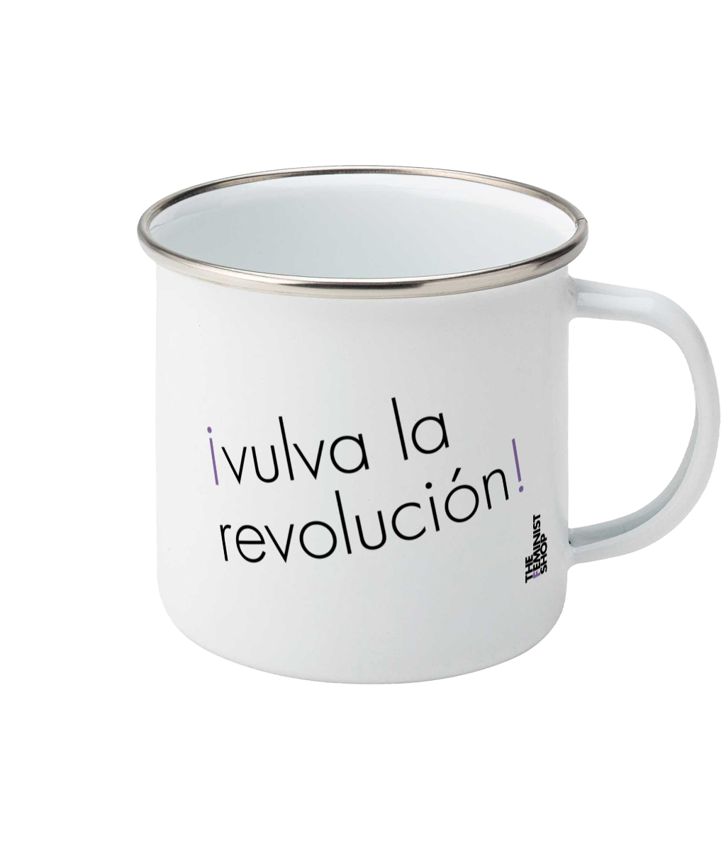 Feminist Enamel Mug - Vulva La Revolucion, Bold