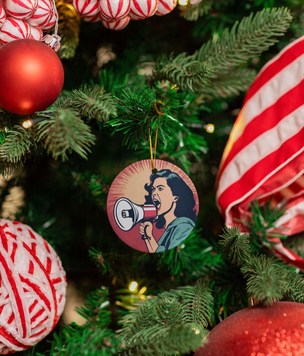 Feminist Christmas Ceramic Hanging Decoration