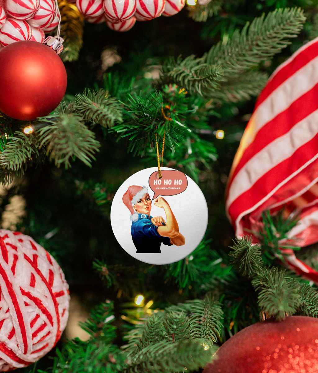 Feminist Christmas Ceramic Hanging Decoration
