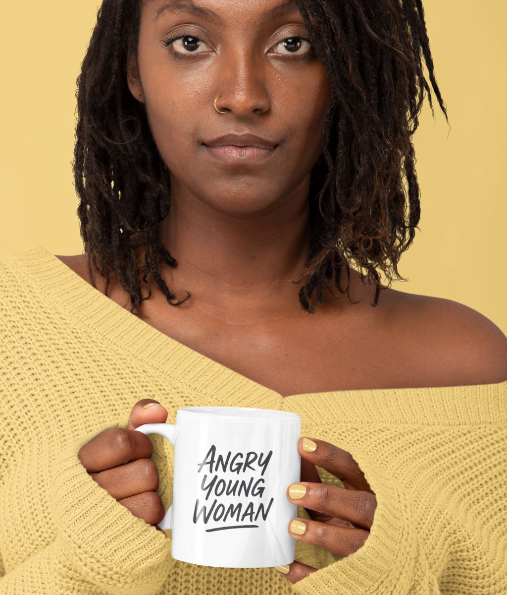 Angry Young Woman Ceramic Mug