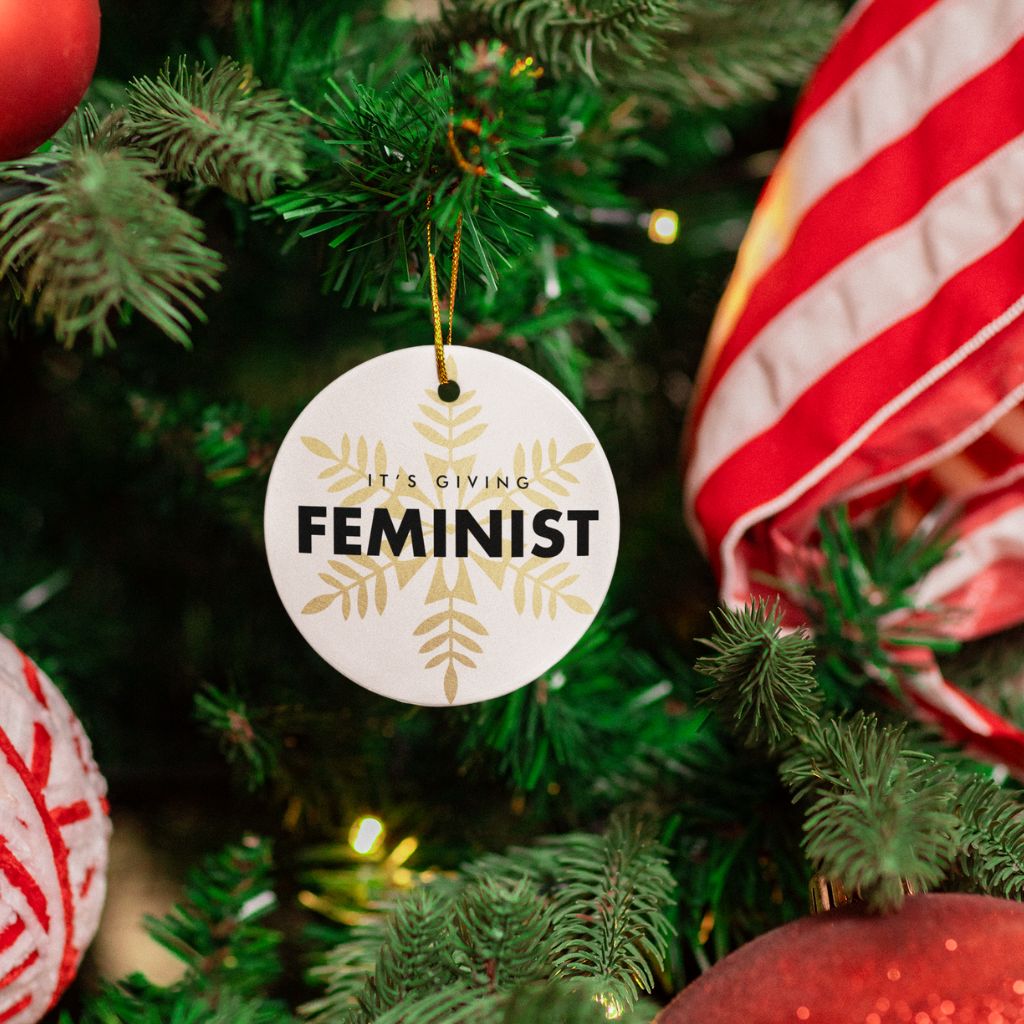 Feminist Christmas Ceramic Hanging Decoration