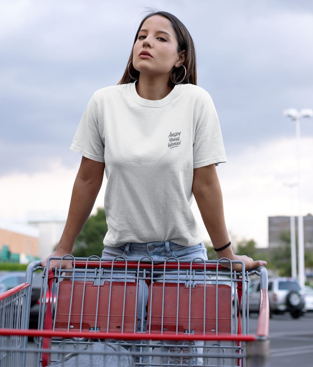 Angry Young Woman Organic Cotton T-Shirt
