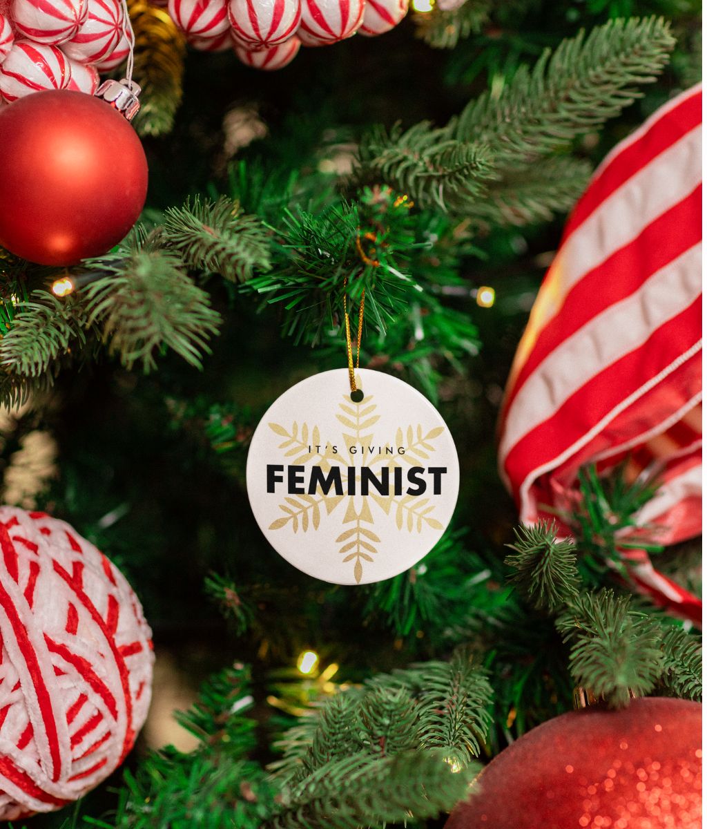 Feminist Christmas Ceramic Hanging Decoration