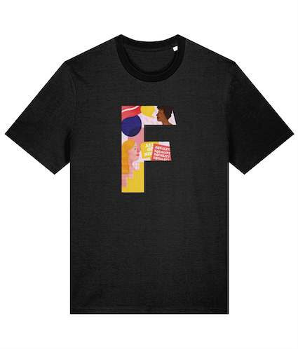 F by Pink Bits Feminist T Shirt