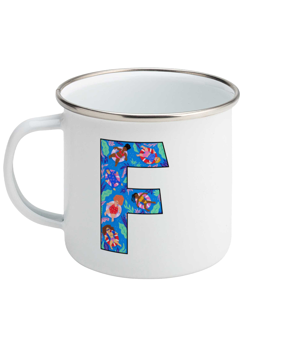 Feminist Enamel Mug - F by Amanda Mustard