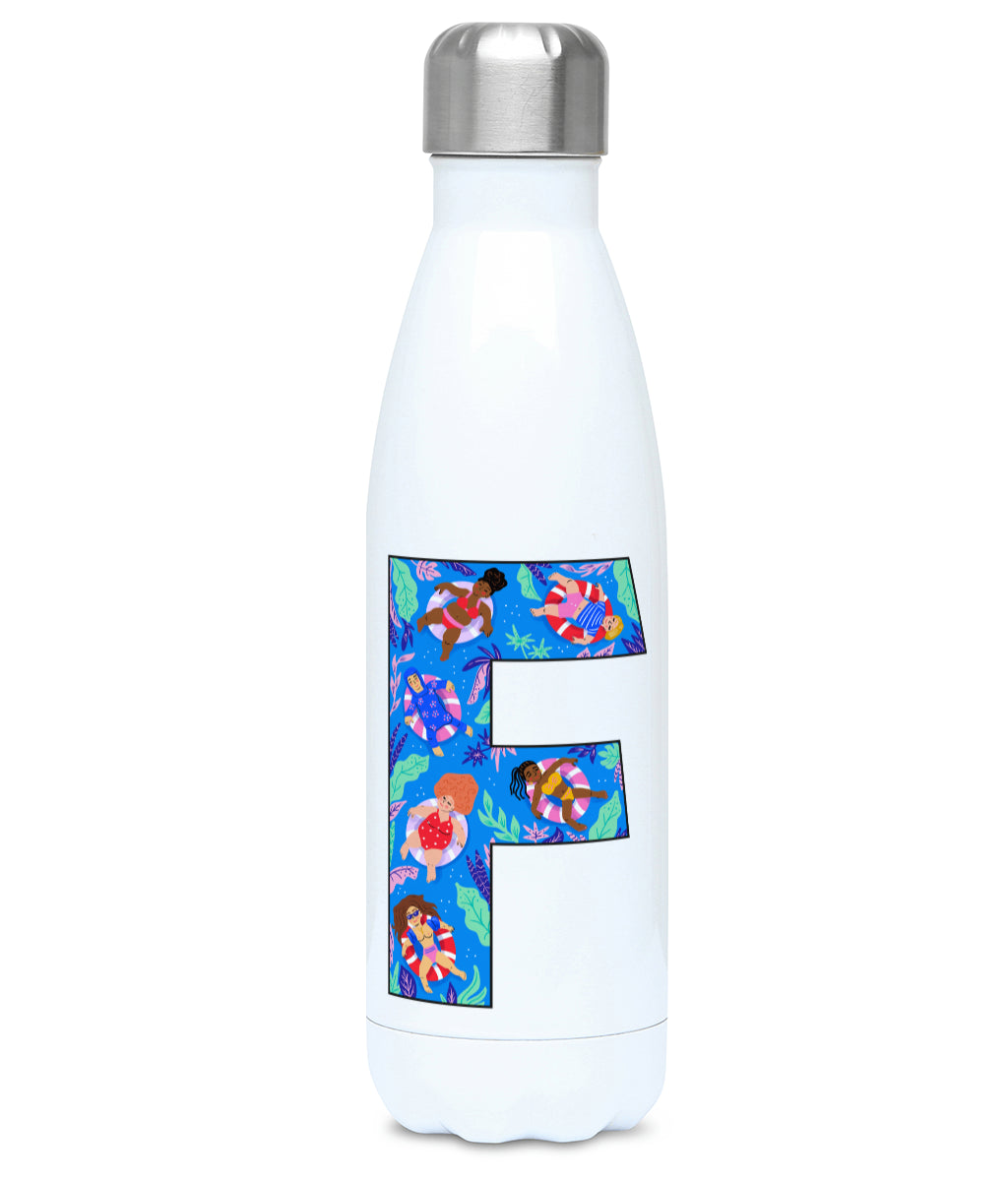 Feminist Water Bottle - F Amanda Mustard - Front
