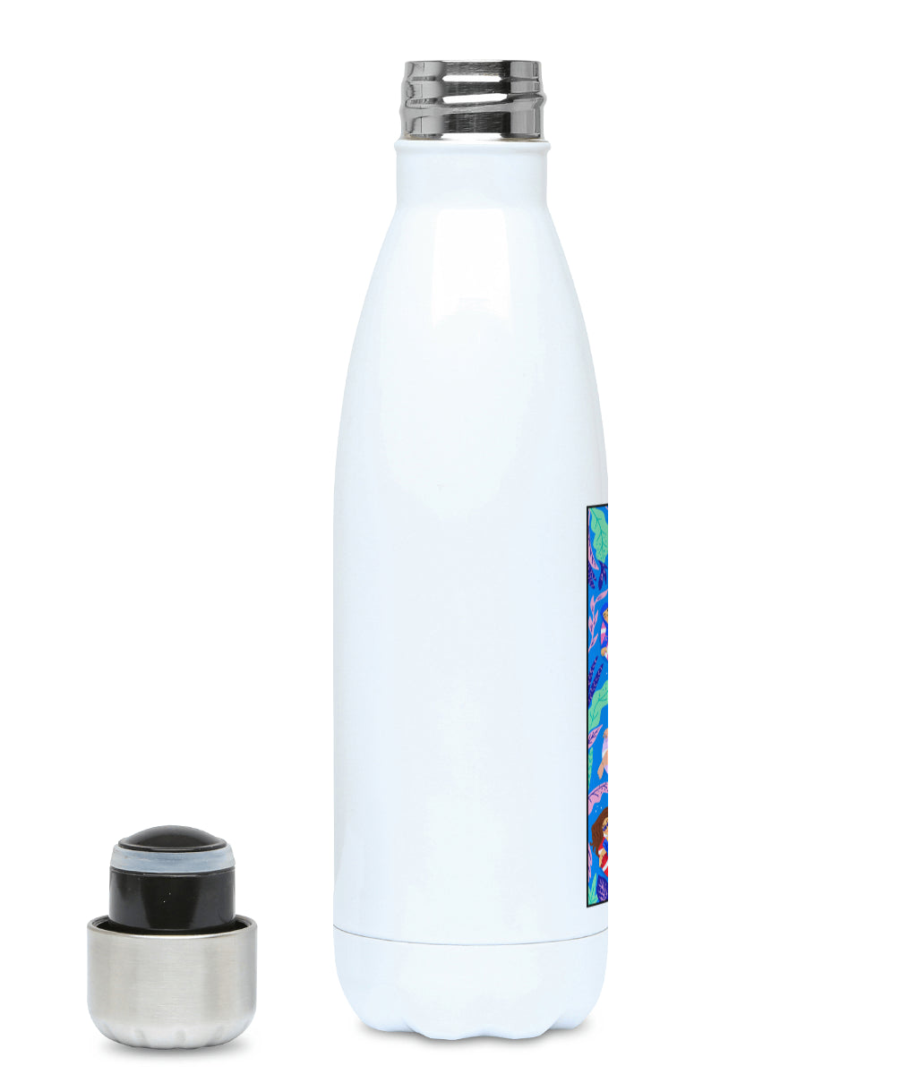 Feminist Water Bottle - F Amanda Mustard - Left