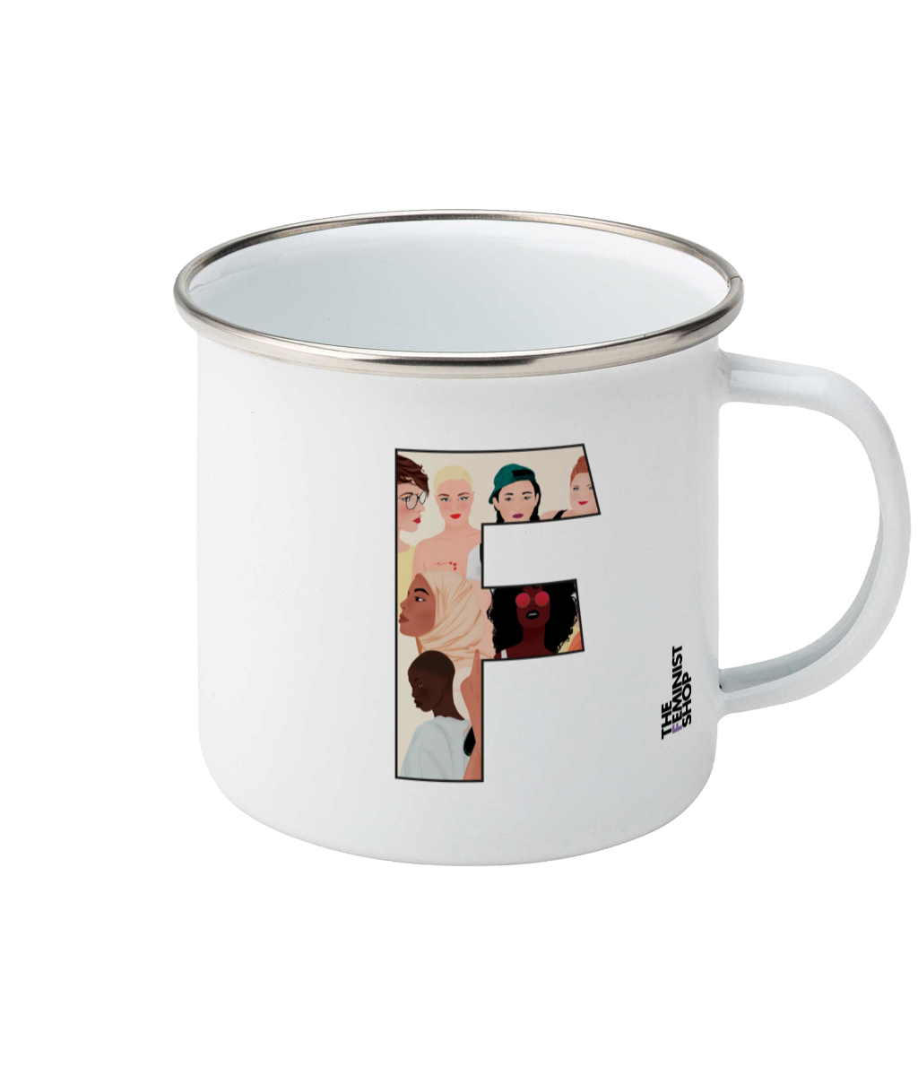 Feminist Enamel Mug - F by Carola Marin