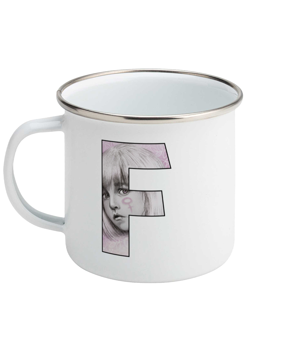 Feminist Enamel Mug - F For Her by Carola
