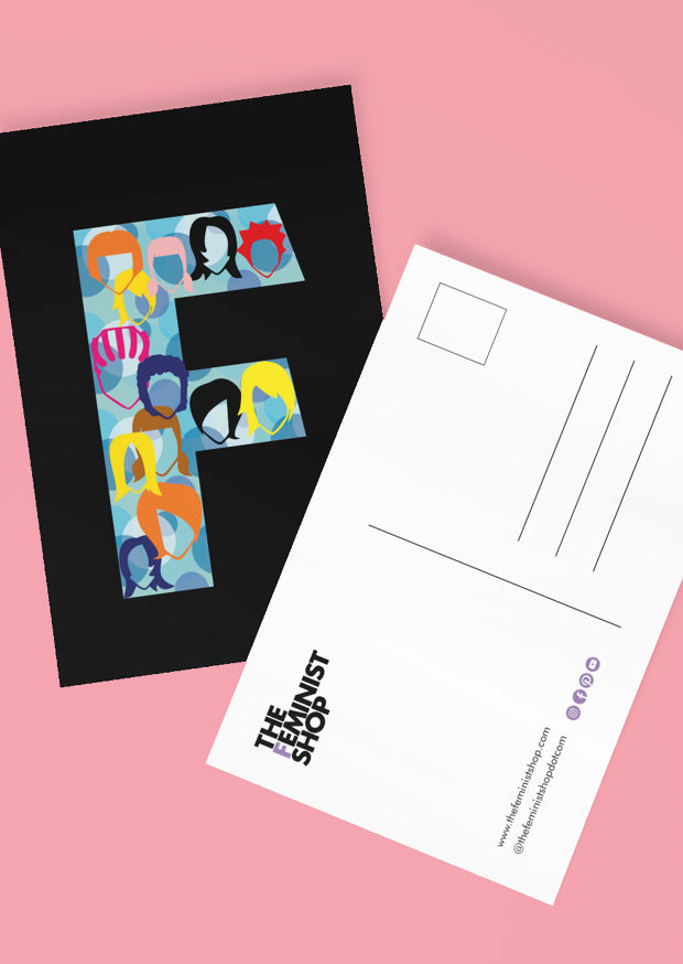 Feminist Postcard - F by Eleonora - Black