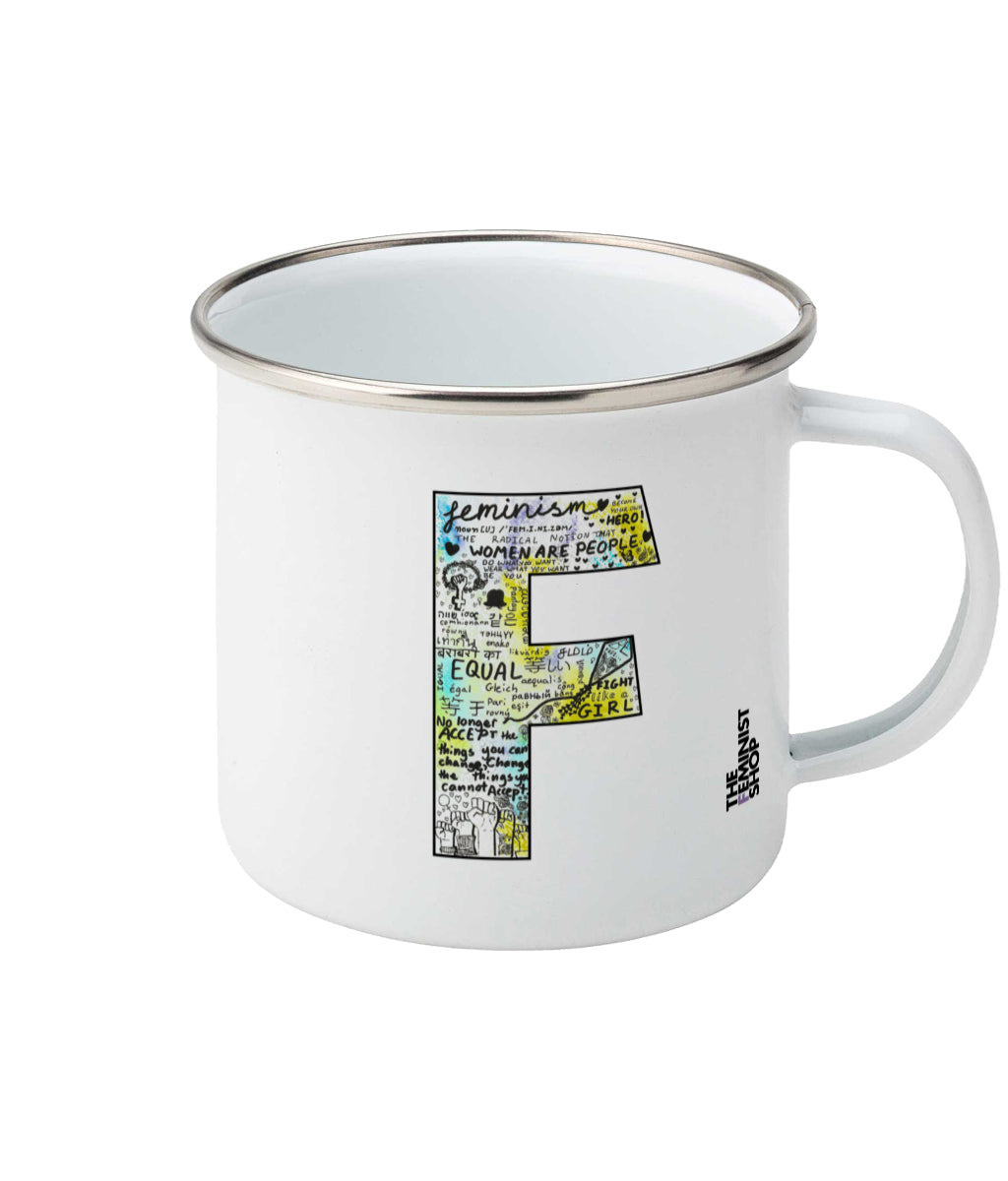 Feminist Enamel Mug - F Olivia  - Left