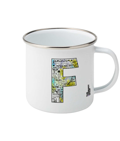Feminist Enamel Mug - F Olivia  - Left
