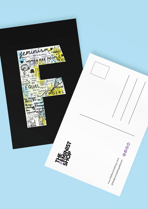 Feminist Postcard - F by Olivia - Black
