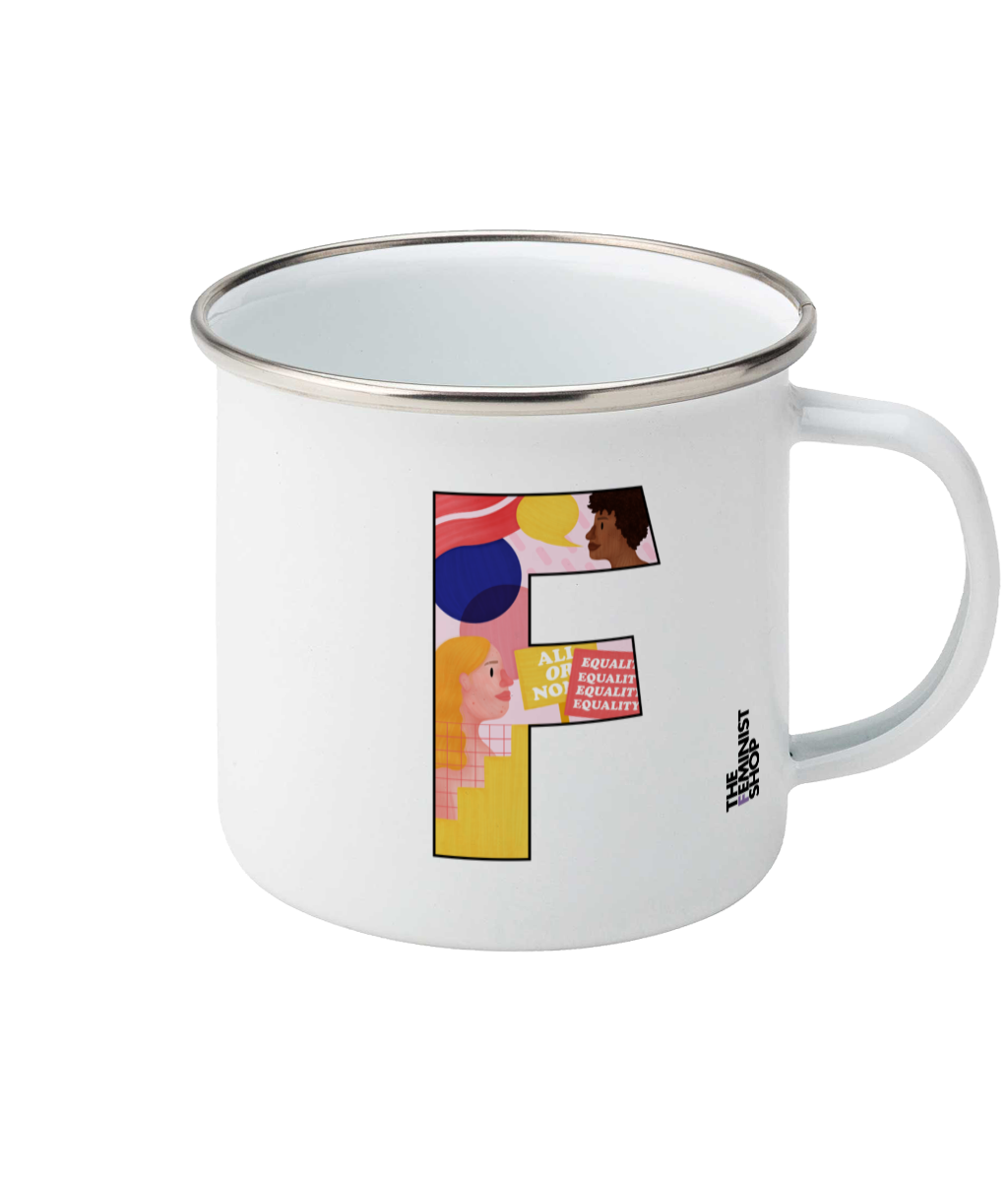 Feminist Enamel Mug - F by Pink Bits