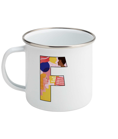 Feminist Enamel Mug - F by Pink Bits