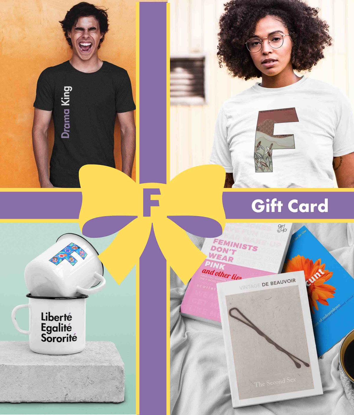 The Feminist Shop Gift Card + Pin Badge: