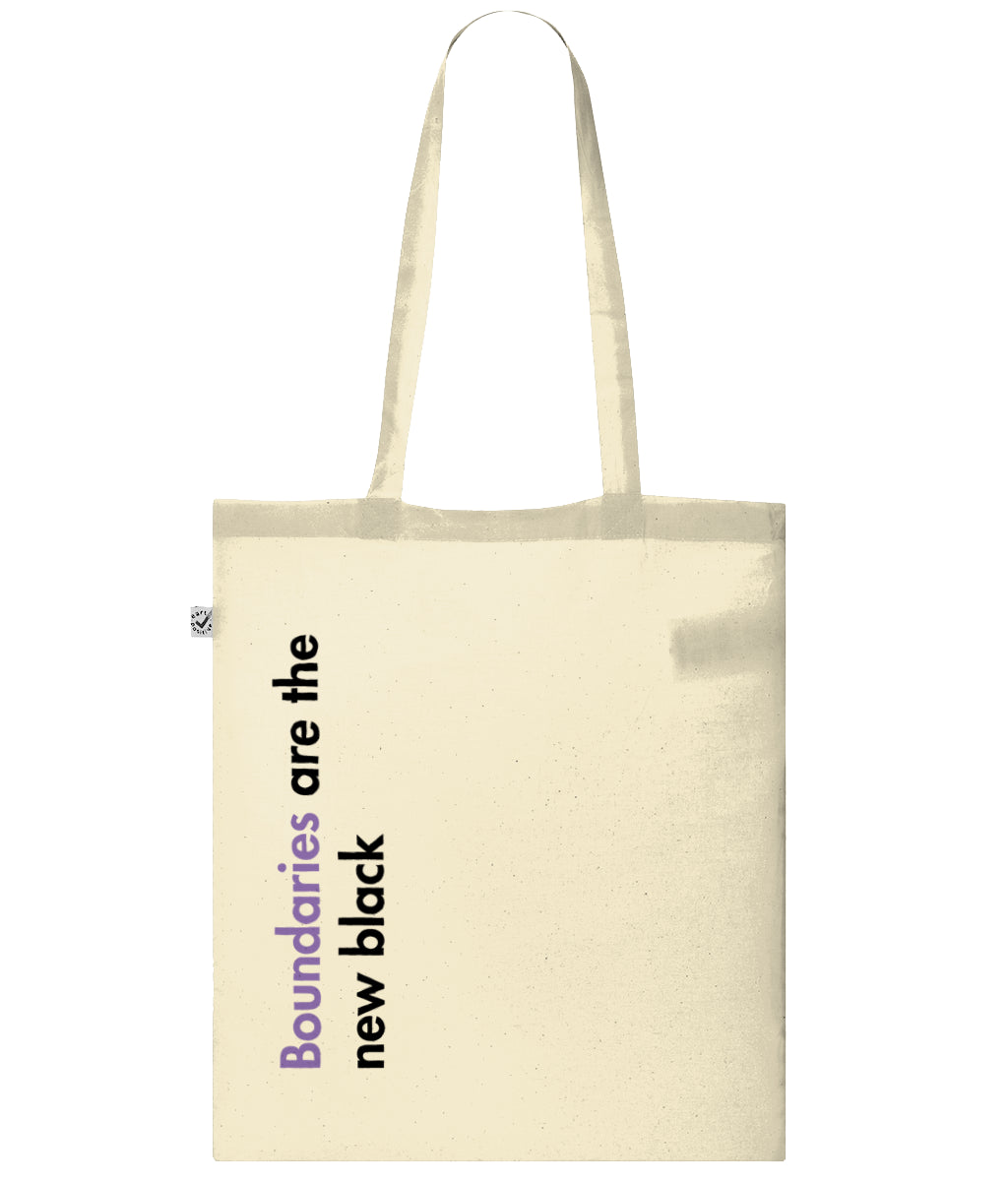 Boundaries Are the New Black Organic Combed Cotton Tote Bag Natural