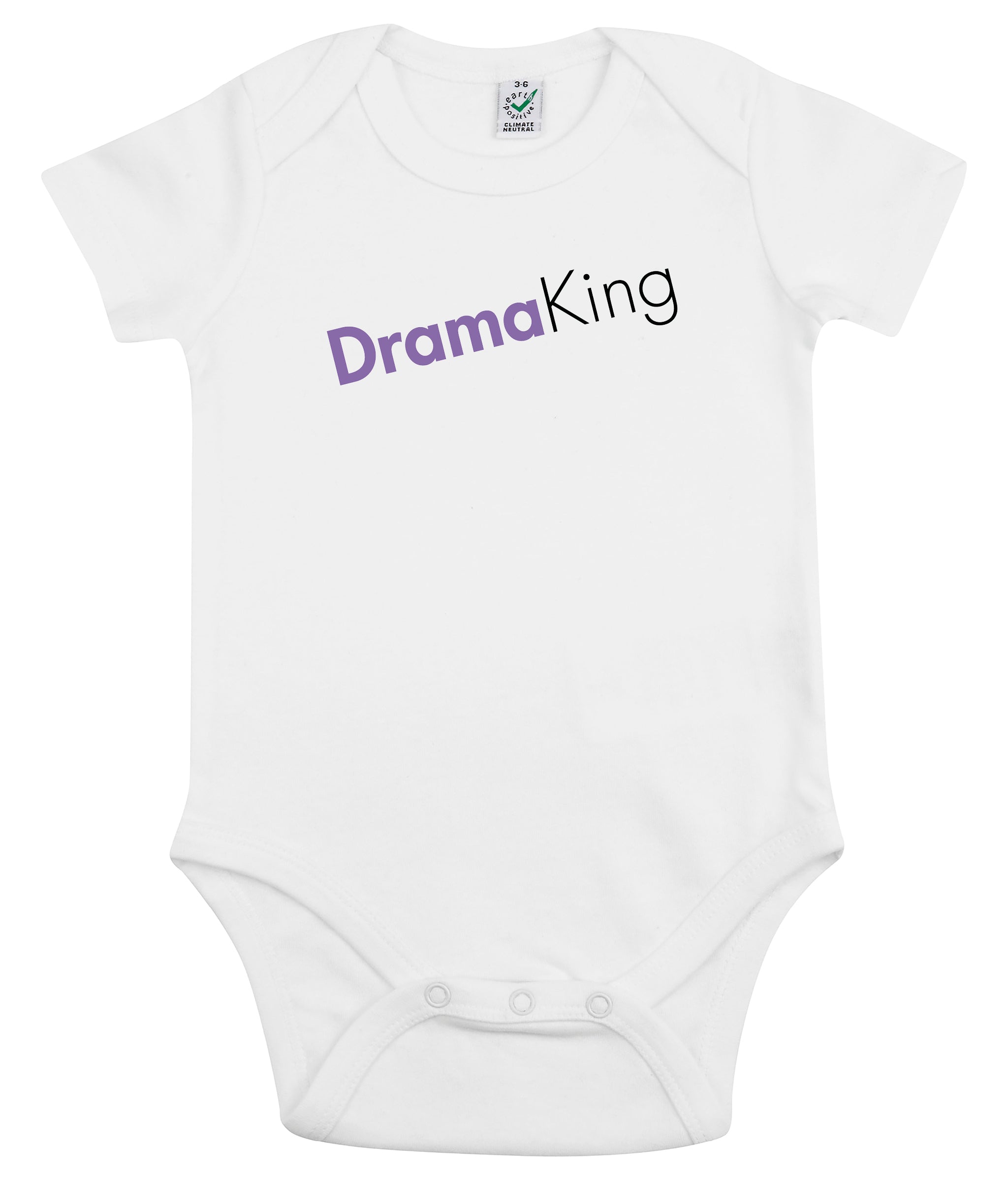 Drama King Organic Combed Cotton Babygrow White