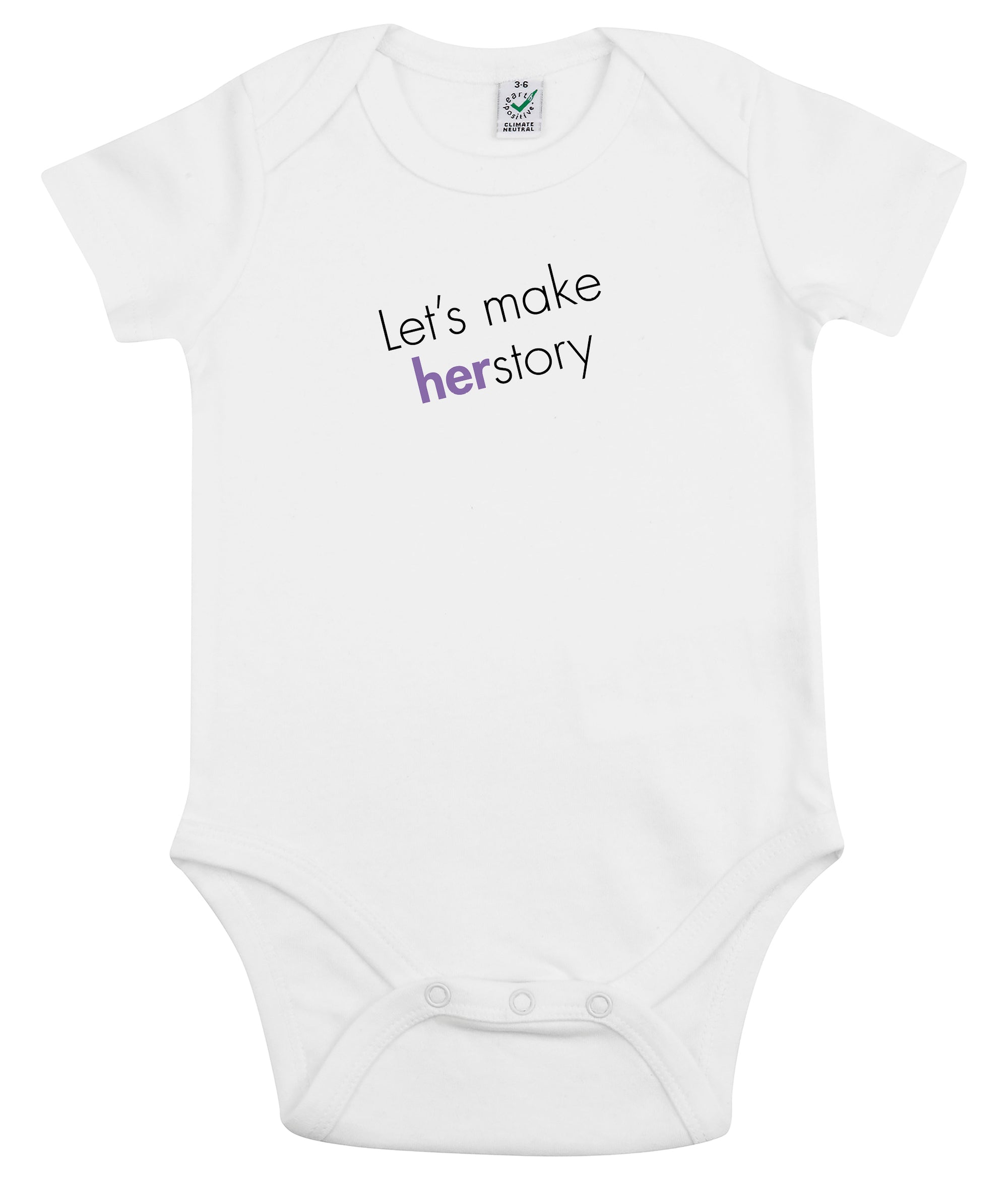 Let's Make Herstory Organic Combed Cotton Babygrow White