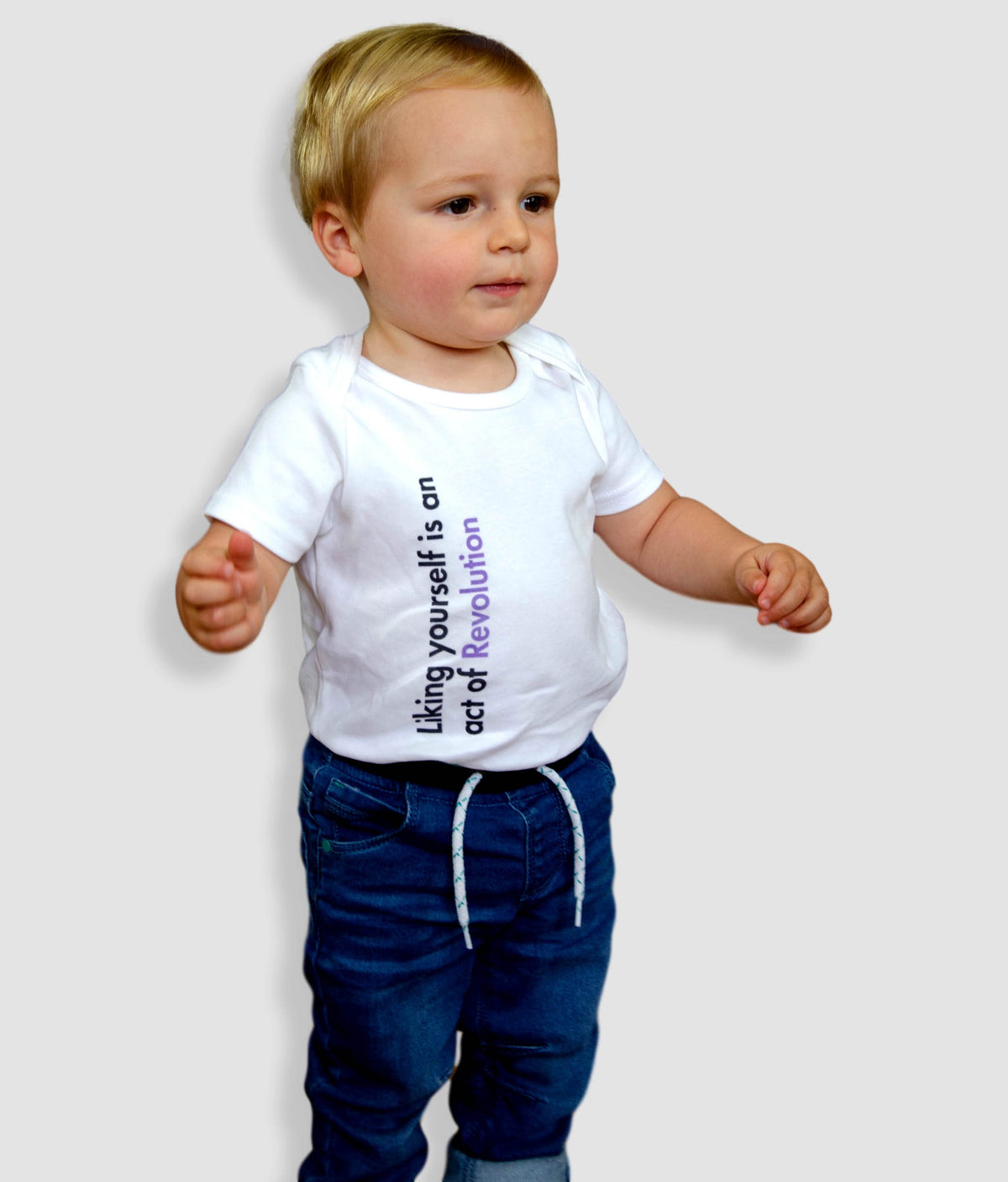 Feminist Babygrow - Liking Yourself Is An Act Of Revolution, 90Degrees