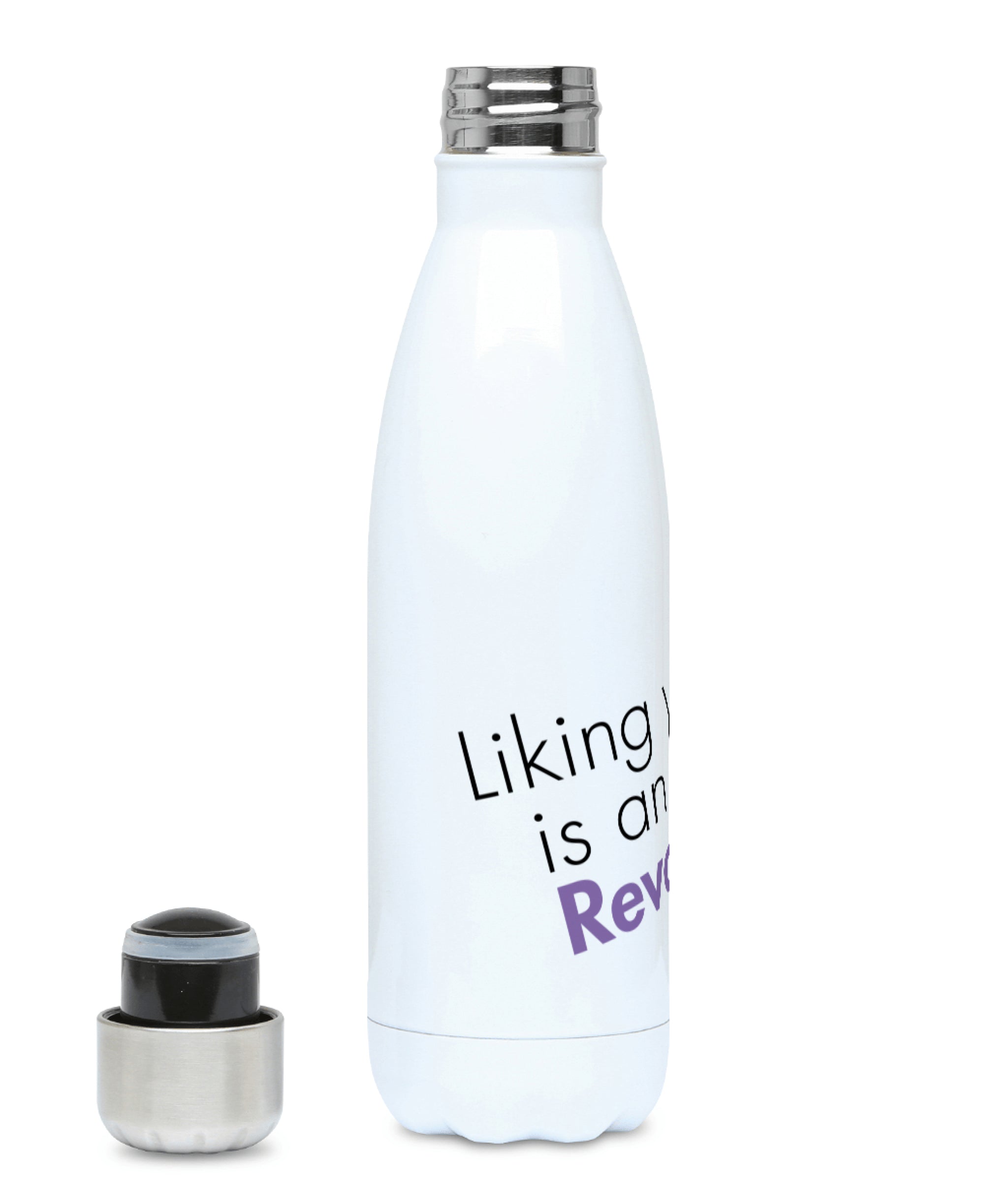 Feminist Water Bottle - Liking Yourself is an Act of Revolution - Left