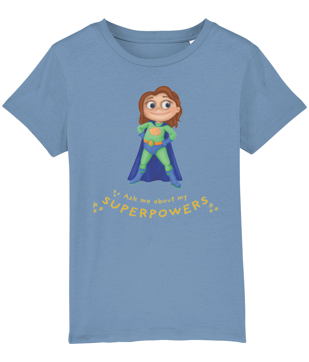 Mika Organic Feminist Kids T Shirt Blue