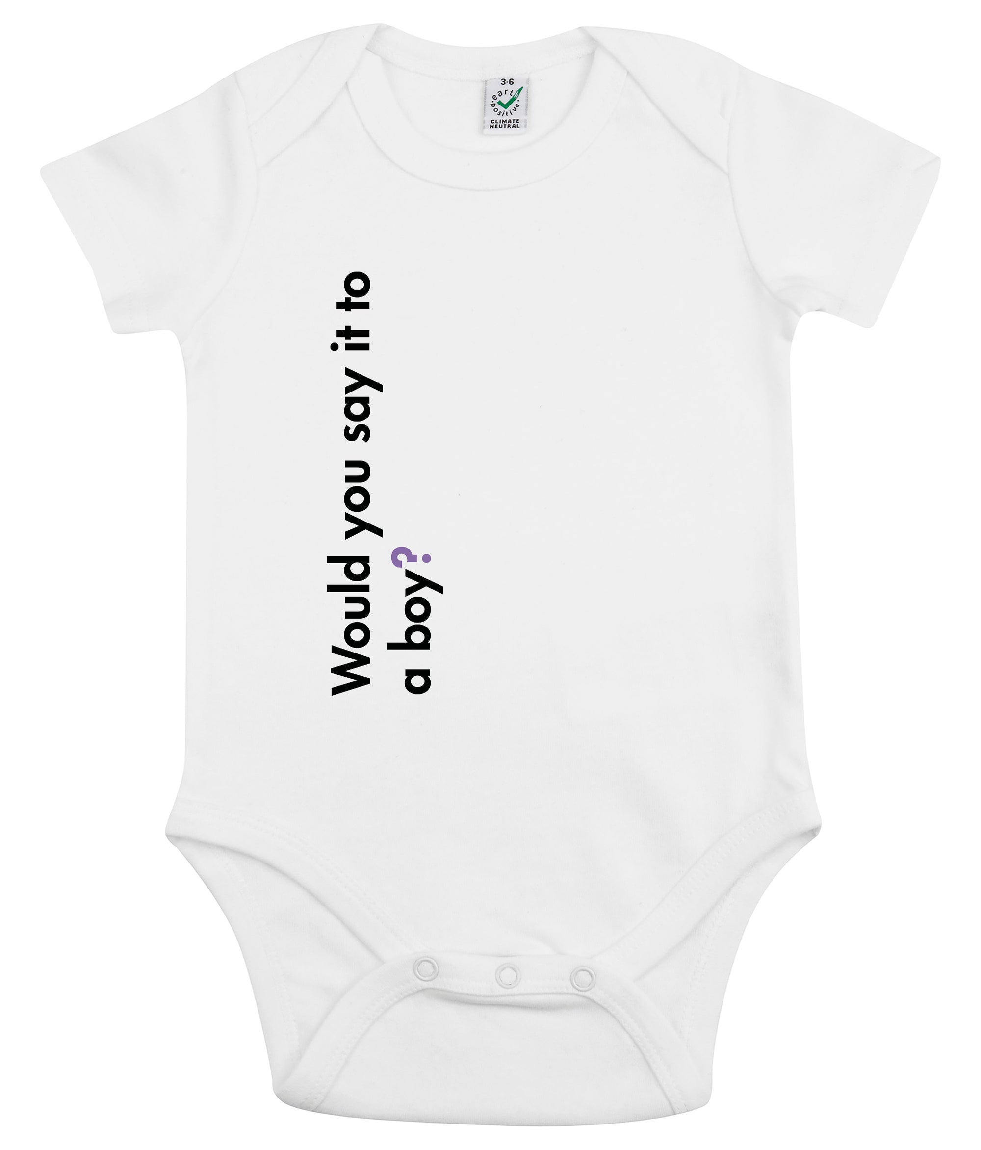 Would You Say It To A Boy Organic Combed Cotton Babygrow White